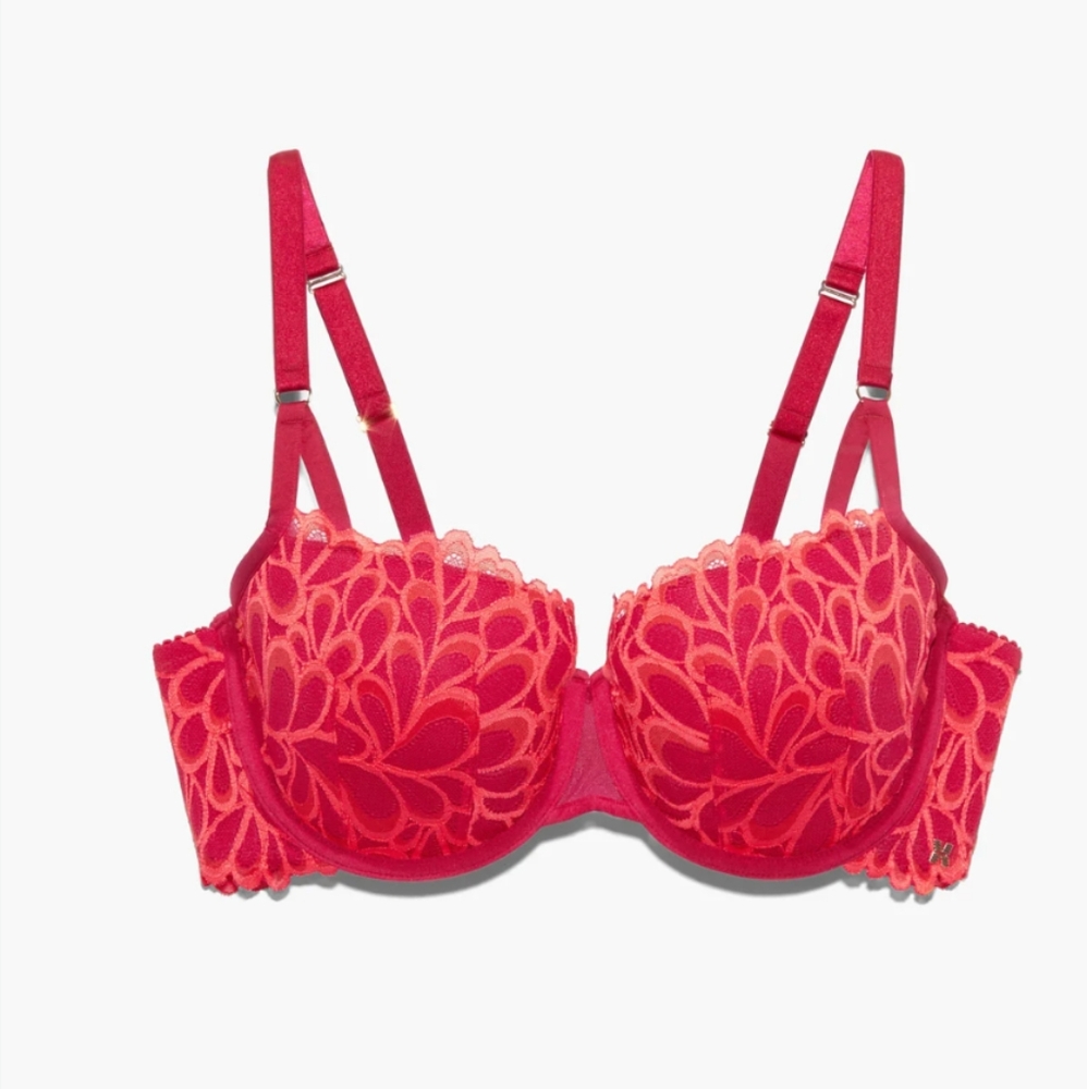 Savage x fenty Not sorry Lace Bra Goji Berry Sz 38C BNWT